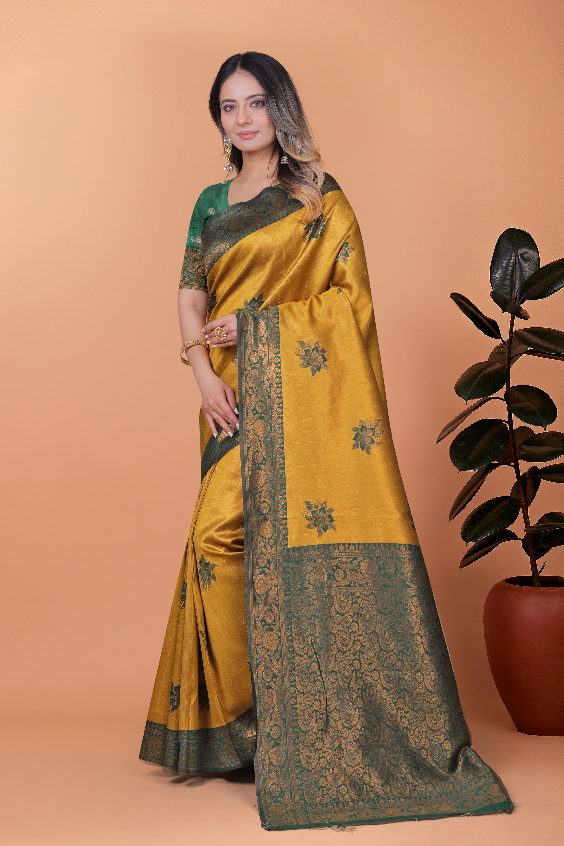 Banarasi Silk Saree with Lotus Motifs with 8 color option 🌺✨